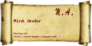 Mink Andor névjegykártya